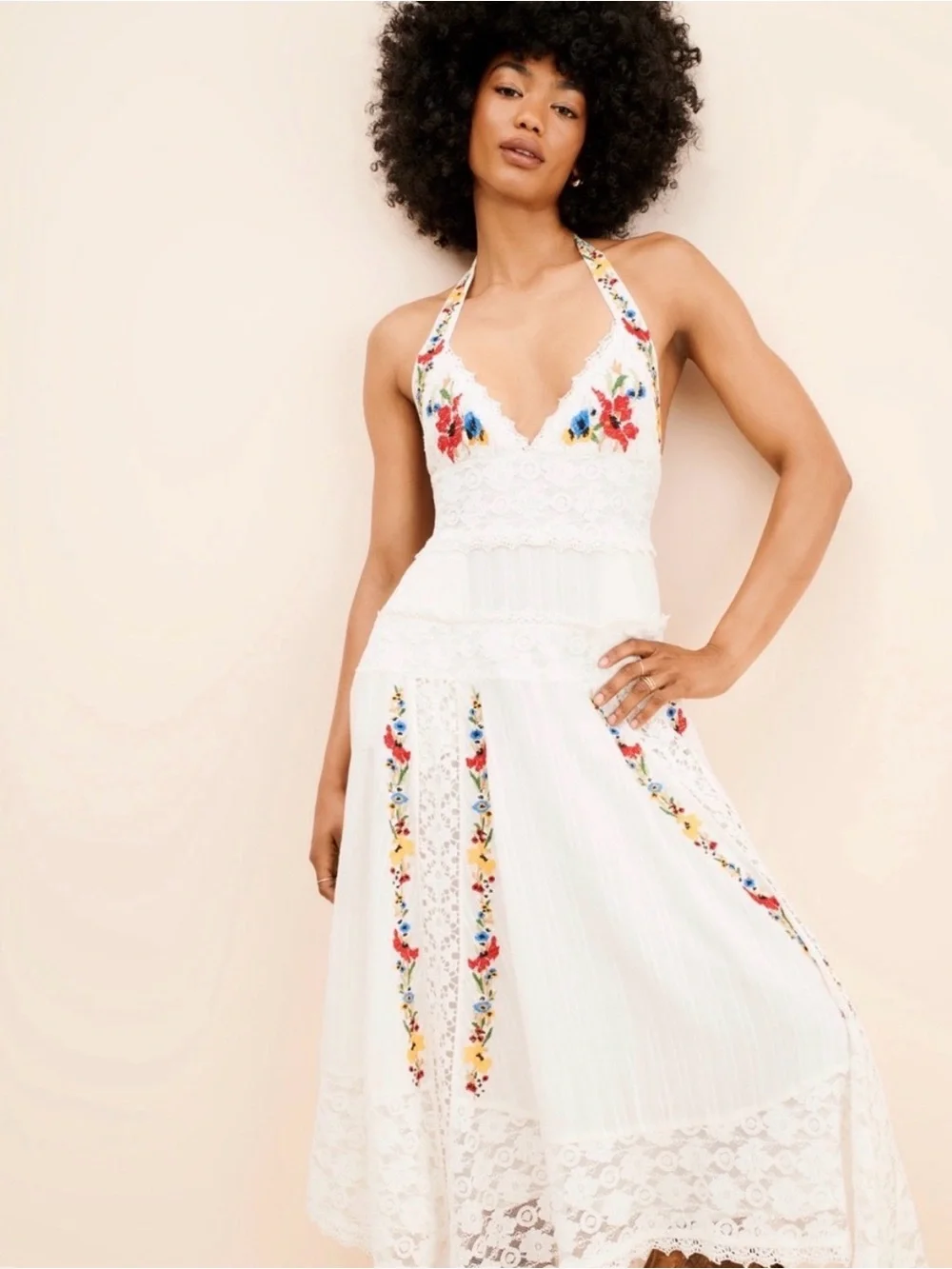 Free People Keila Halter Neck Midi Dress
